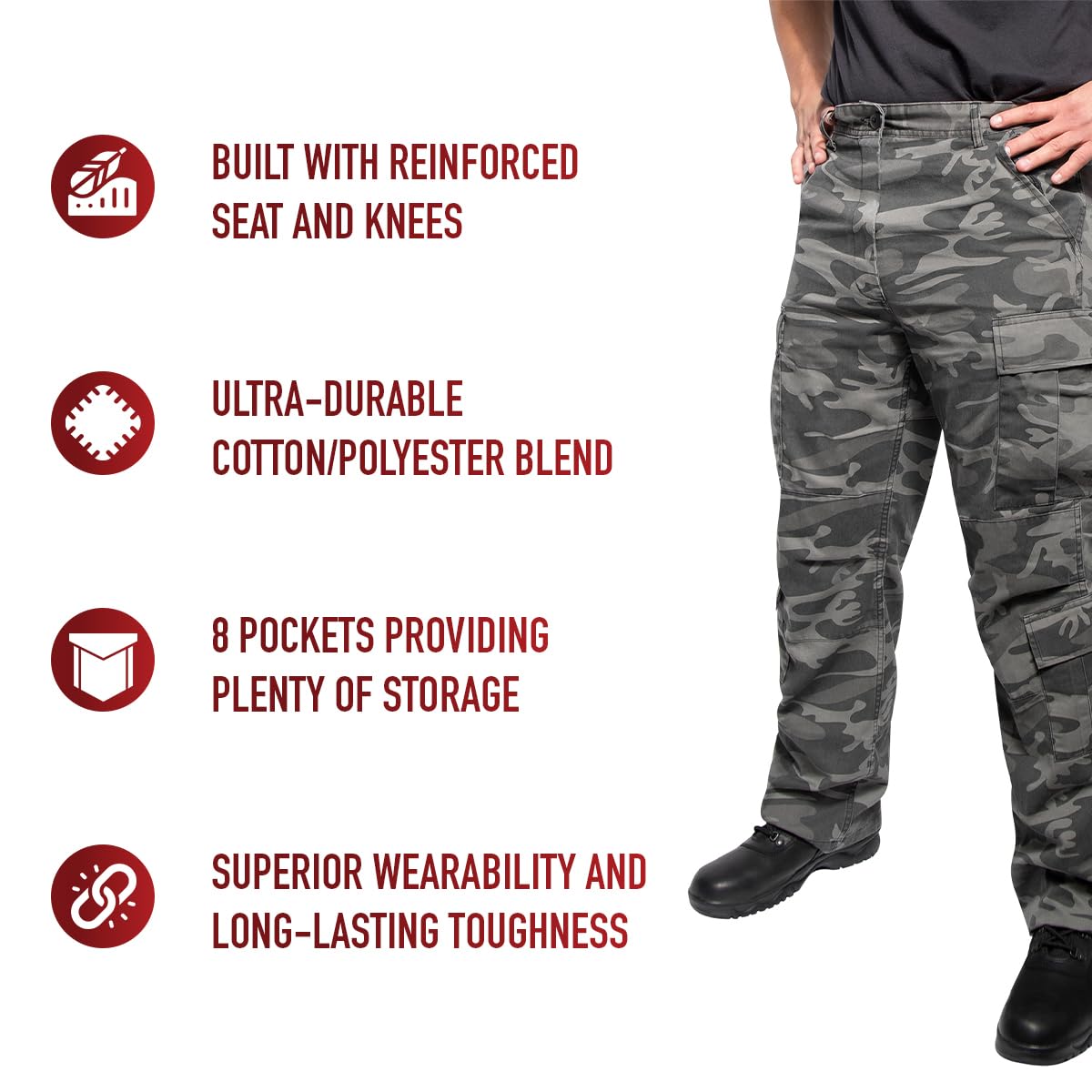 **Rothco Vintage Paratrooper Fatigue Pants - Military Cargo Pants with Camouflage Pattern - Durable Tactical Pants for Outdoor, Hiking & Airsoft**