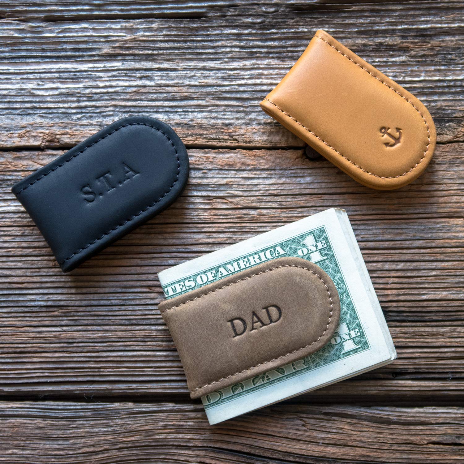 Personalized Leather Money Clip for Men - Custom Engraved Groomsmen Gift with Strong Magnetic Closure | Slim Minimalist Cash Holder Wallet Alternative | Perfect Father's Day, Birthday & Wedding Gift for Him