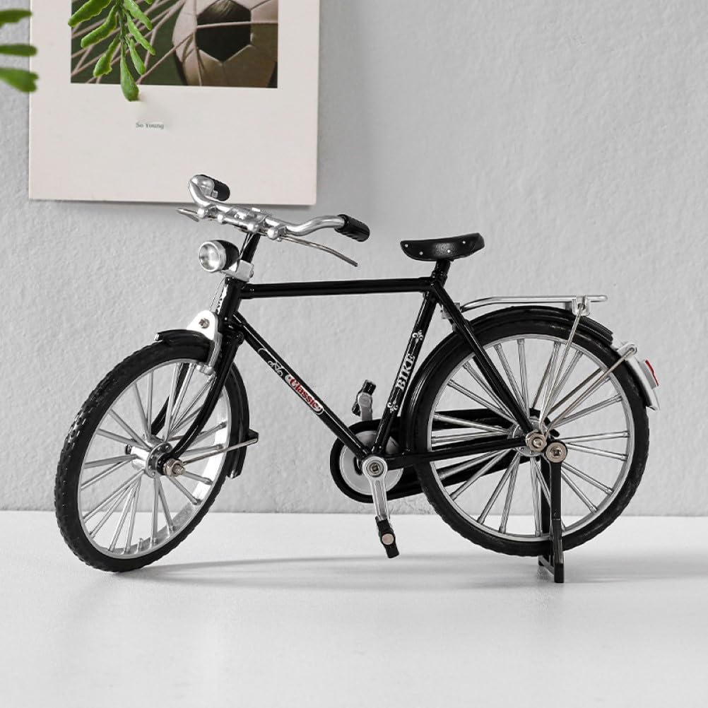 Miniature Alloy Bicycle Model - Premium Metal Bookshelf Decor & Desk Accessory for Home, Office, Living Room - Unique Finger Bike Toy for Collectors - Perfect Gift for Bike Enthusiasts (Black) | Great for Home Decor, Office Display, and Collector's Showcase