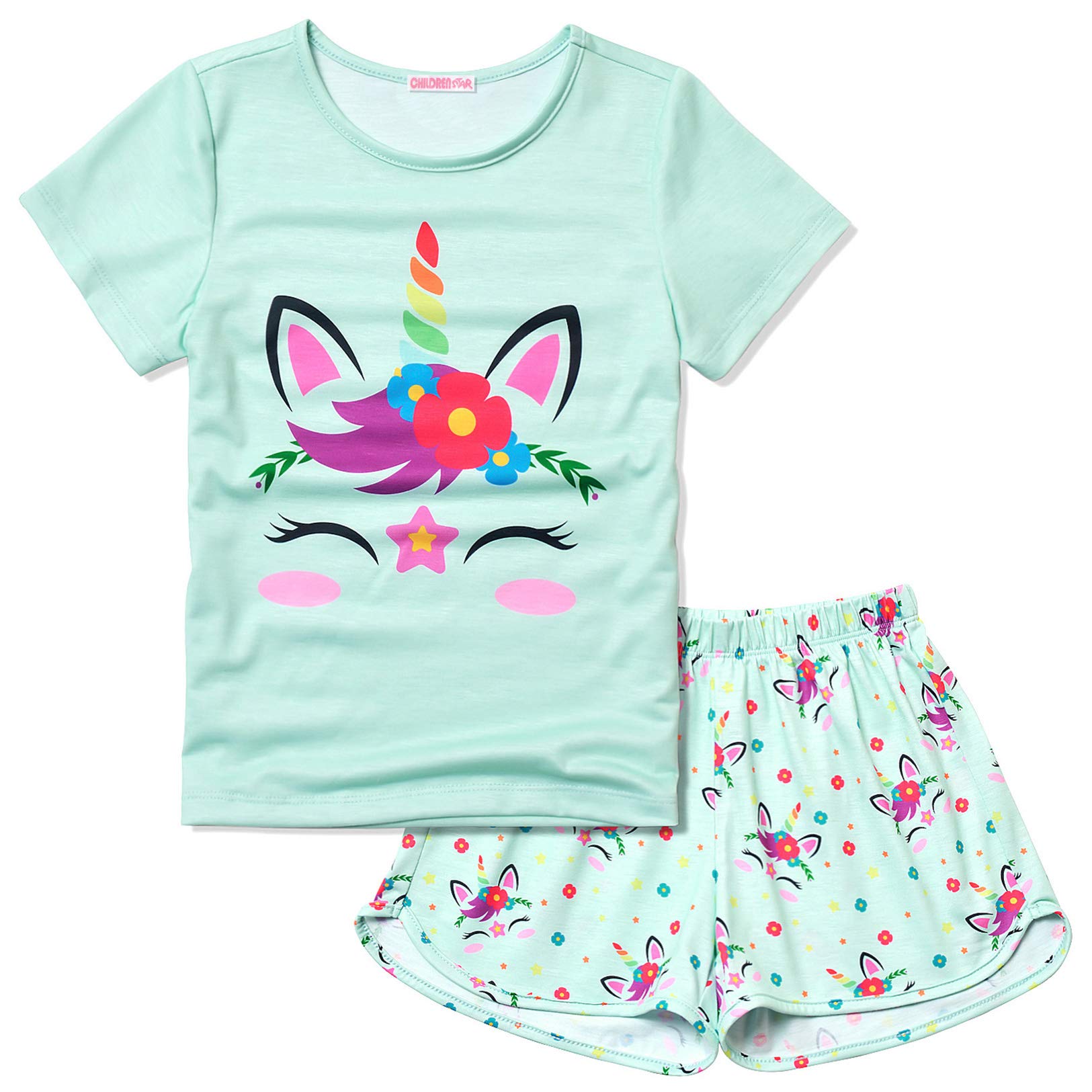 Girls Cotton Pajama Sets - Summer Short Sleeve Sleepwear for Kids & Toddlers - Playtime & Bedtime Comfort