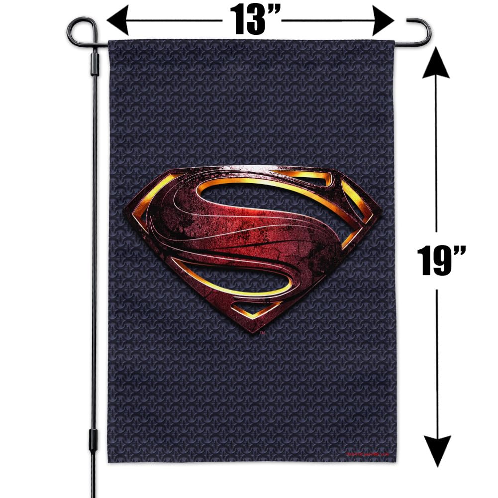 Justice League Superman Logo Garden Flag - DC Comics Superhero Outdoor Decoration for Yard, Lawn, and Patio - Perfect for Comic Fans and Home Decor