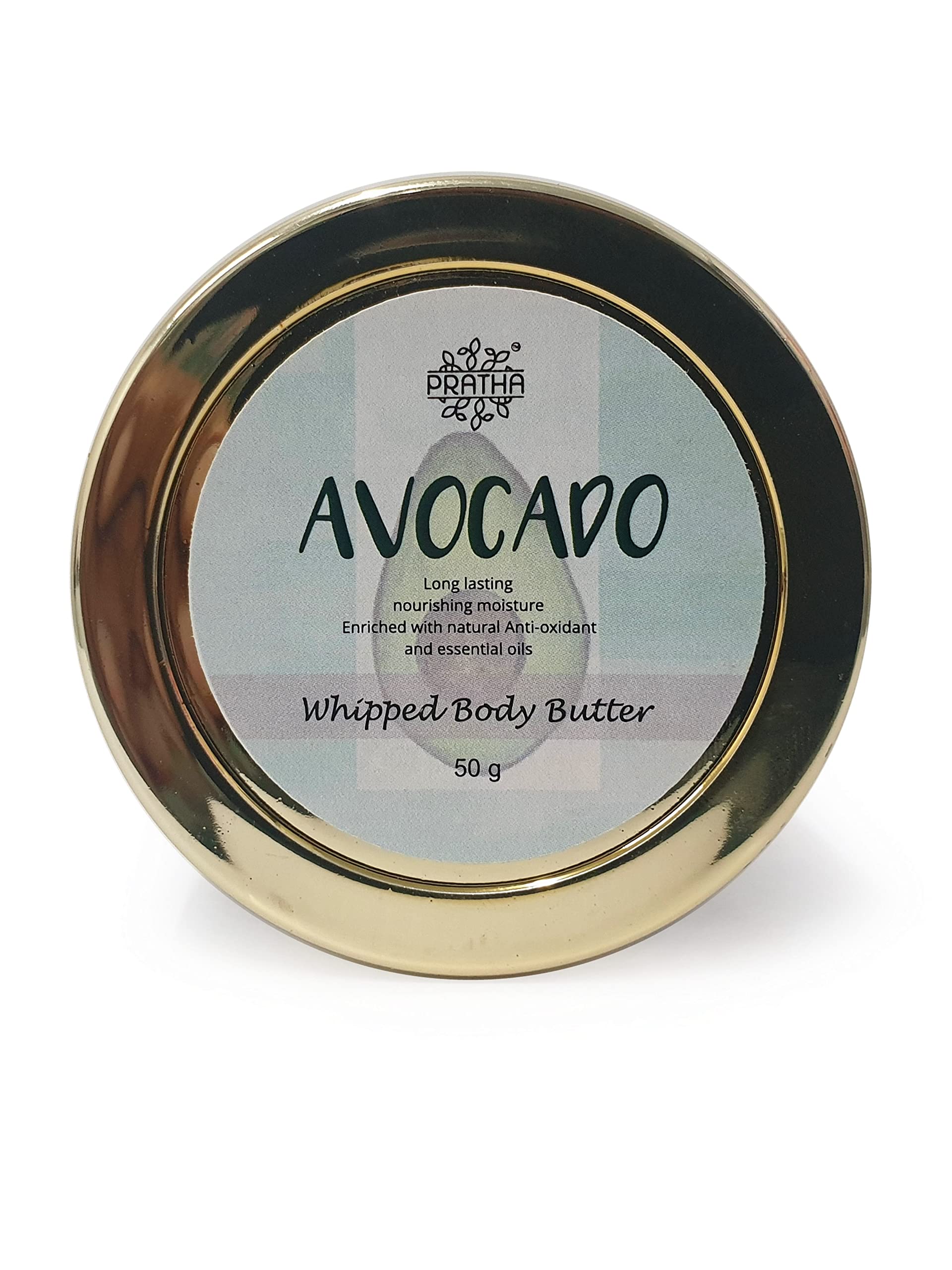Pratha Naturals Avocado Body Butter Whipped Cream 100Gm - Deep Nourishing & Hydrating Skin Care for Women with Avocado Oil - Perfect for Dry Skin, Stretch Marks & Nighttime Moisturizing