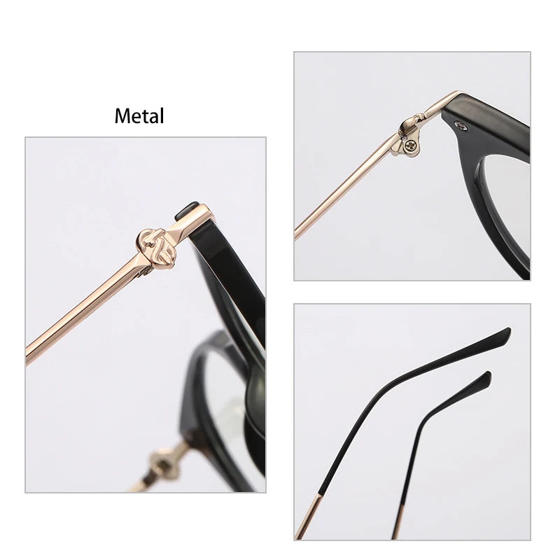 Bclear Women's Full Rim Cat Eye Acetate Alloy Eyeglasses WD810 - Stylish Reading Glasses for Work, Office & Everyday Fashion Accessory