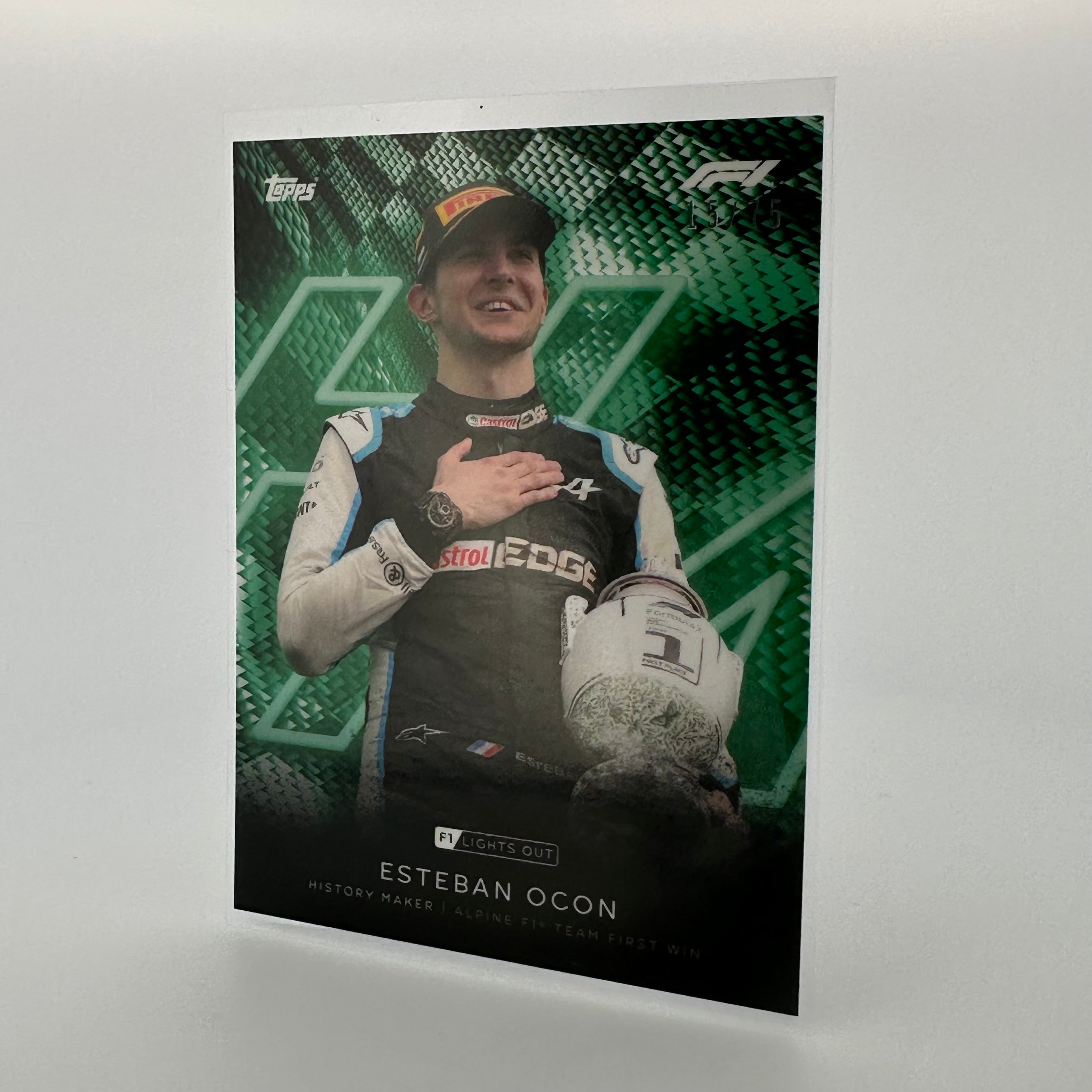 15/75 Esteban Ocon History Maker Green Parallel - Limited Edition F1 Racing Collectible for Fans & Memorabilia Enthusiasts
