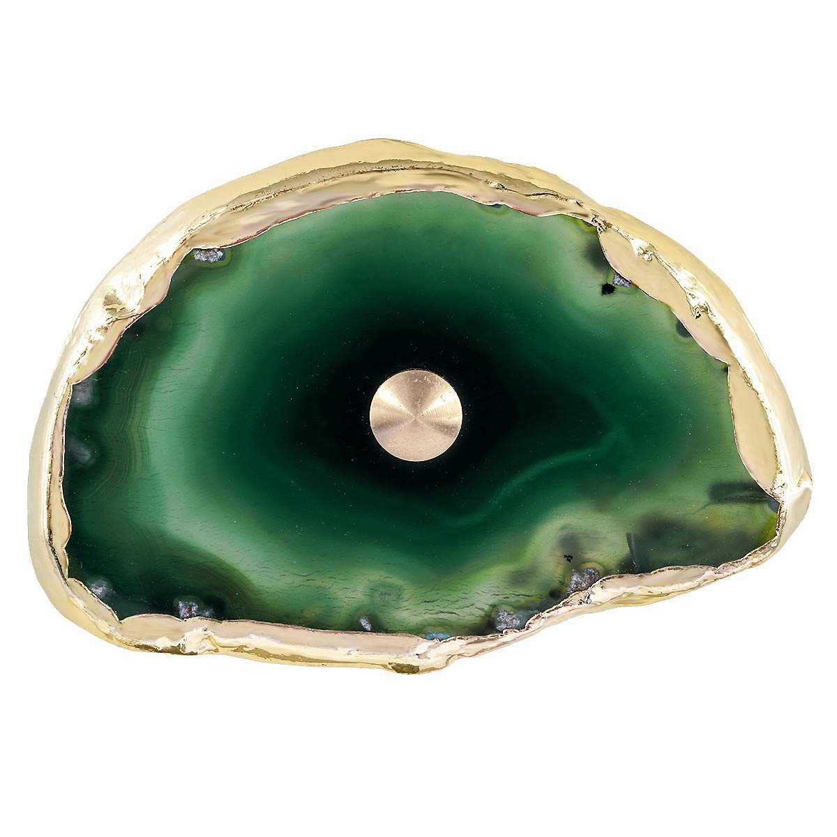 Green Agate Knobs for Drawers - Gold Plated Edge - Pack of 4 - Home Furniture Upgrade