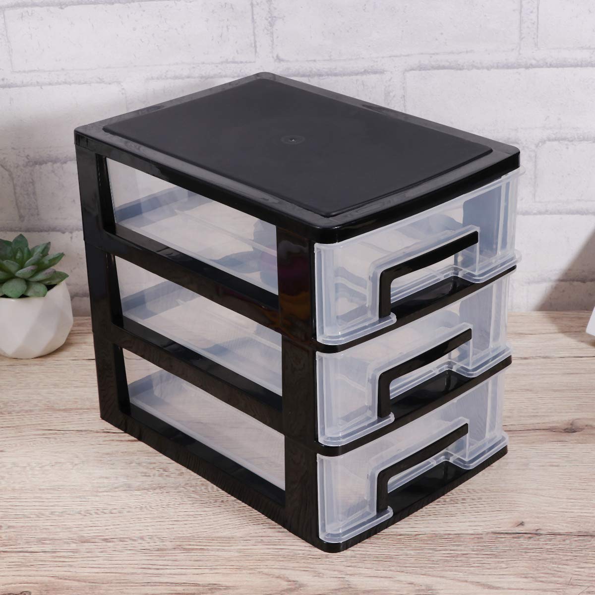 3-Tier Plastic Storage Drawers Organizer - Portable Multifunctional Cabinet for Closet, Home & Office (Black & Clear) | Perfect for Bedroom, Bathroom, Kids Room & Dorm Organization