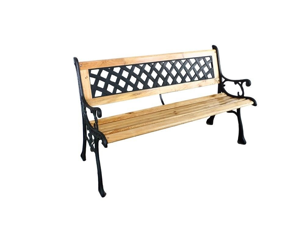 Rustic Cast Iron & Wood Garden Bench – Traditional Outdoor Patio, Porch, and Park Bench for Relaxing in Gardens, Backyards, and Public Spaces