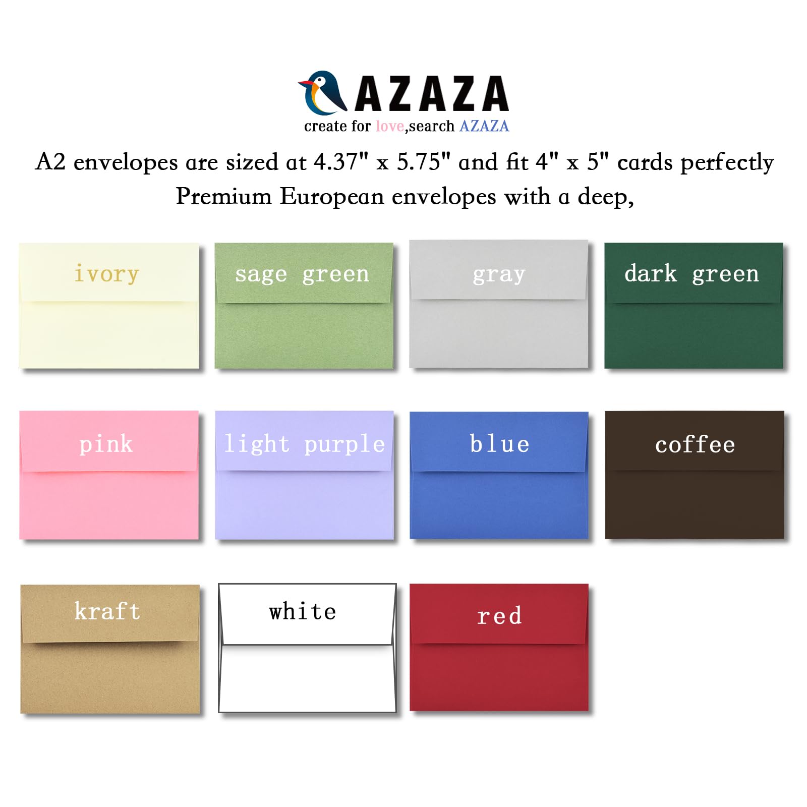 AZAZA 50 Pack A2 Envelopes 4.37x5.75 Inches - Pink Self Seal Printable Invitation Envelopes for Wedding, Baby Shower, Greeting Cards & Stationery - Perfect for DIY Crafts, Mailing & Special Occasions