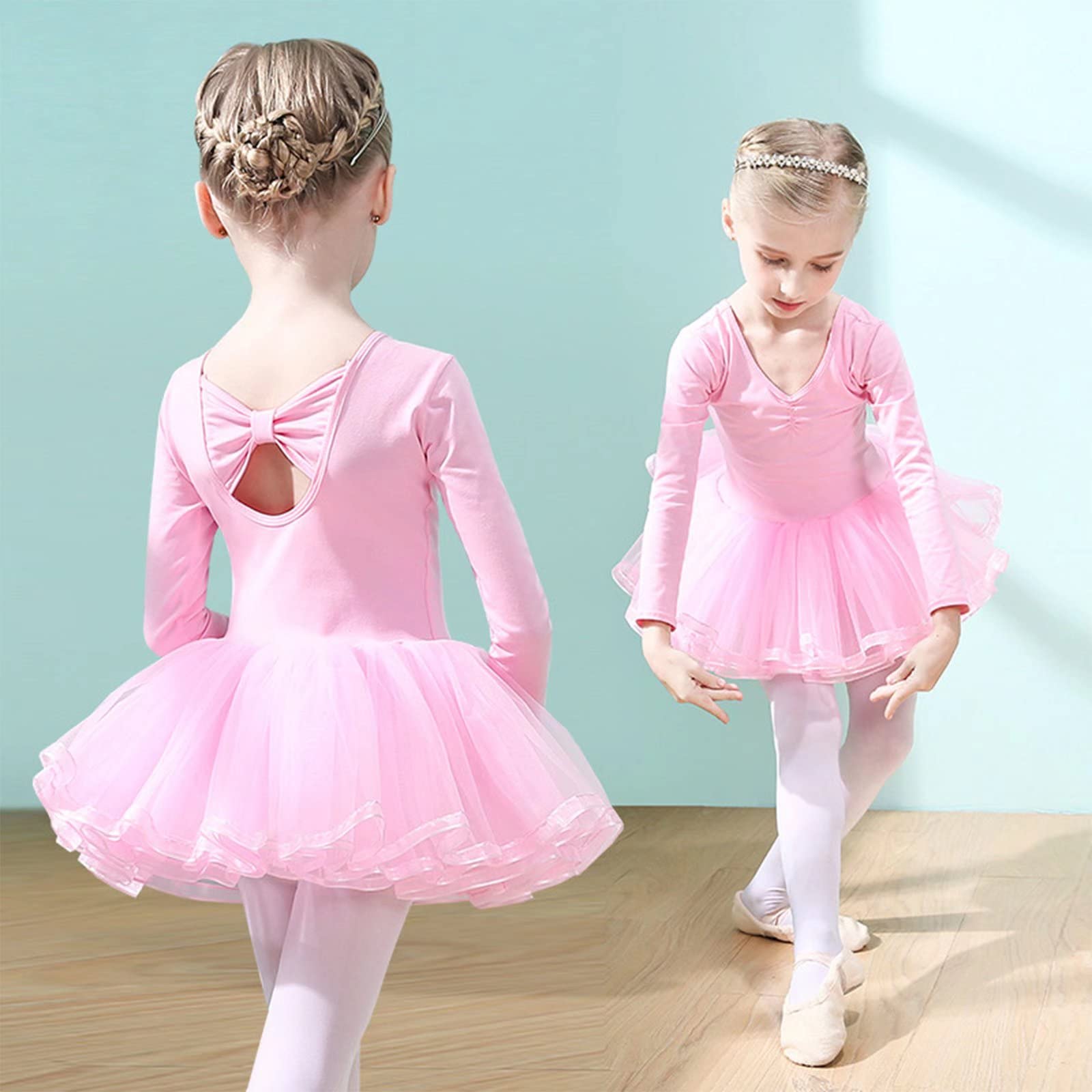 Girls Ballet Leotard with Tutu Skirt - Toddler Short Sleeve Ballerina Dance Outfit for Ballet Class, Recital & Performance
