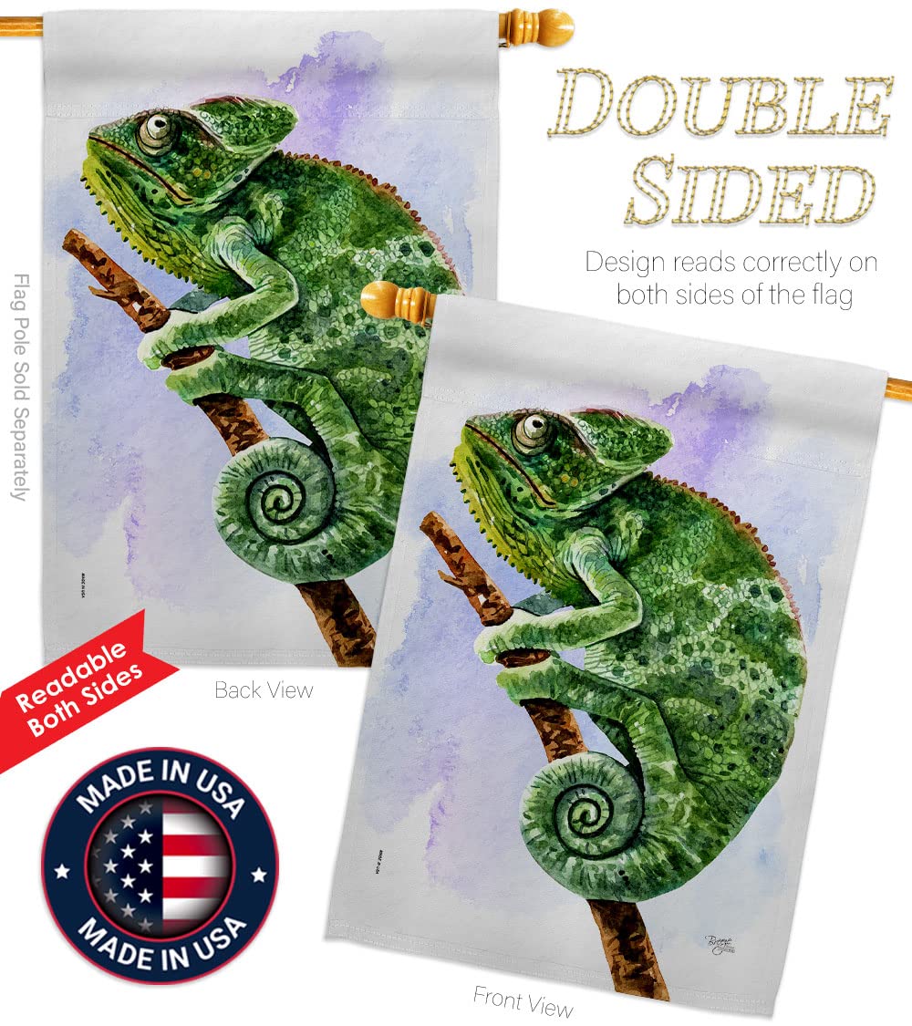 Breeze Decor Chameleon House Flag Pack - Double-Sided Garden Yard Decor for Outdoor Nature Lovers
