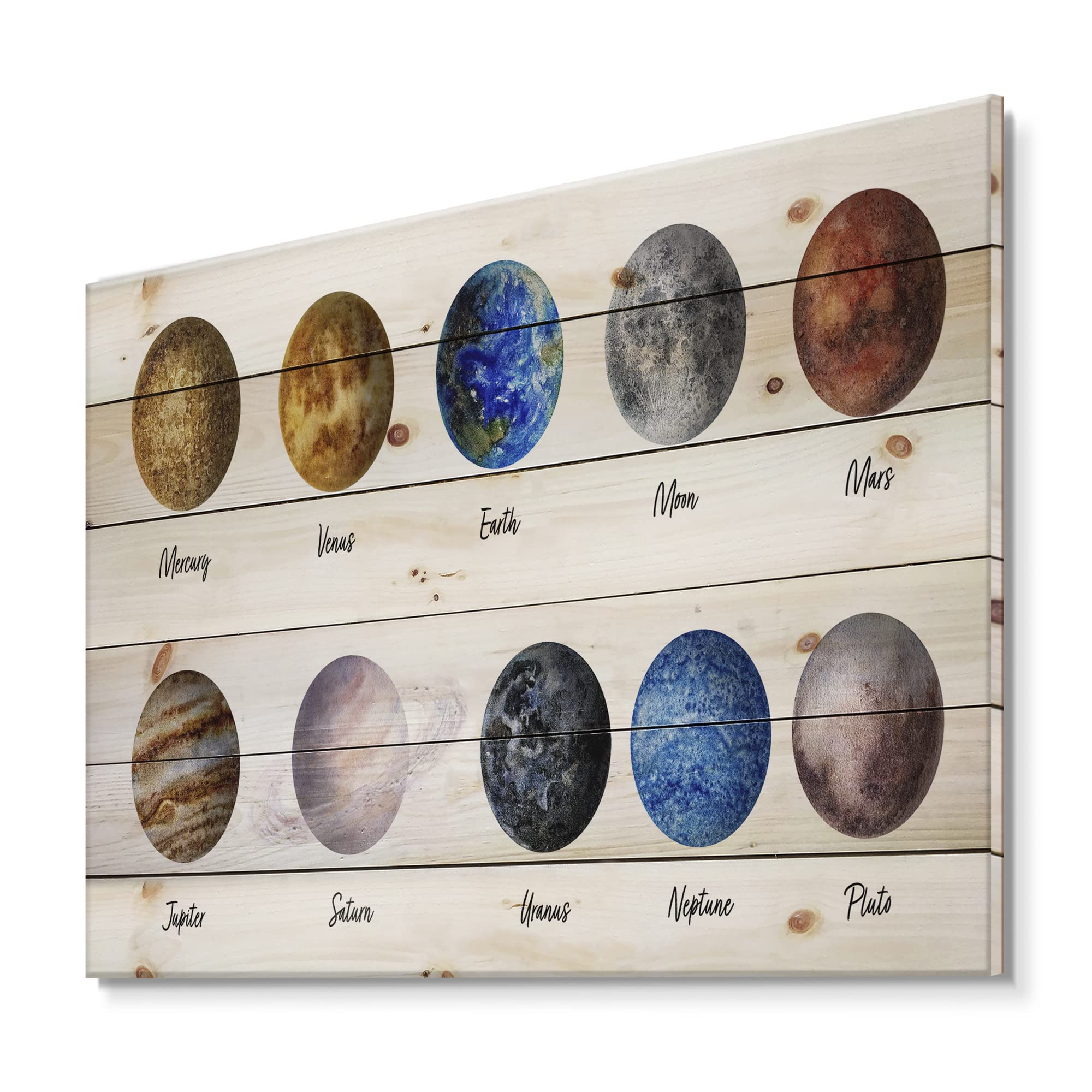 DesignQ Planets Wood Wall Art - Modern Space Decor for Home & Office