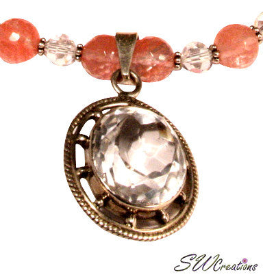 Cherry Crystal Gemstone Beaded Necklace Set - Elegant Jewelry for Women | Perfect for Weddings, Parties & Everyday Wear