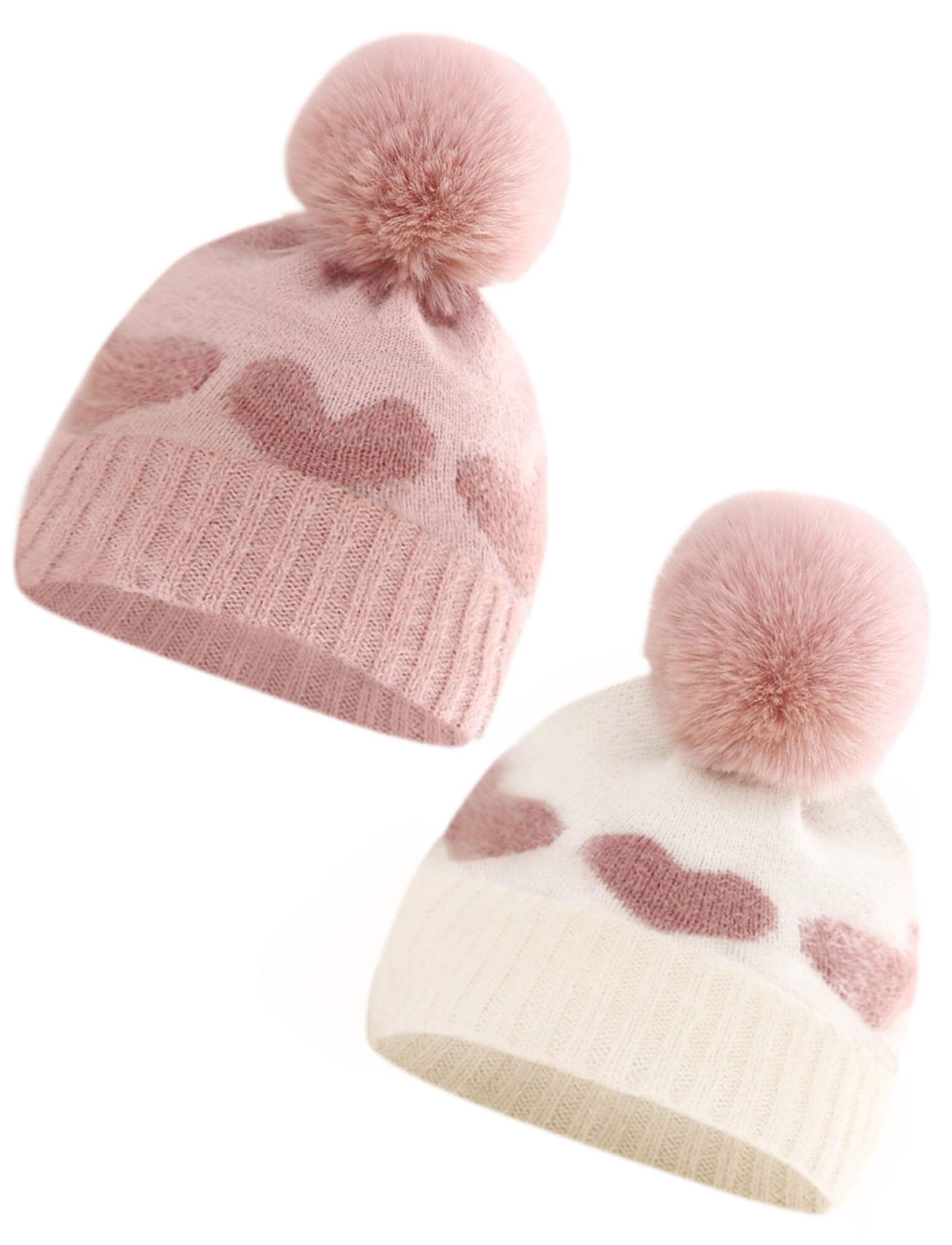 SEAUR Baby Beanie Hat - Warm Winter Knit Pom Pom Cap for Newborns & Toddlers (0-24 Months) | Cute Slouchy Skull Hat for Boys & Girls | Perfect for Outdoor Play, Winter Walks & Photo Shoots