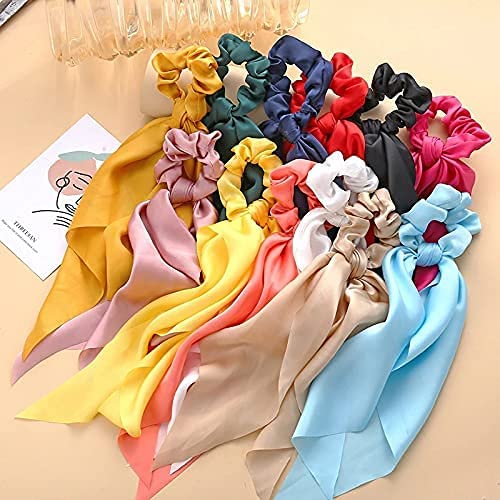Artlift Satin Hair Scarf & Scrunchies Set for Women - 4 Pack Solid Color Elastic Hair Bands, Ponytail Holders & Headbands - Perfect for Workouts, Office, School & Everyday Styling