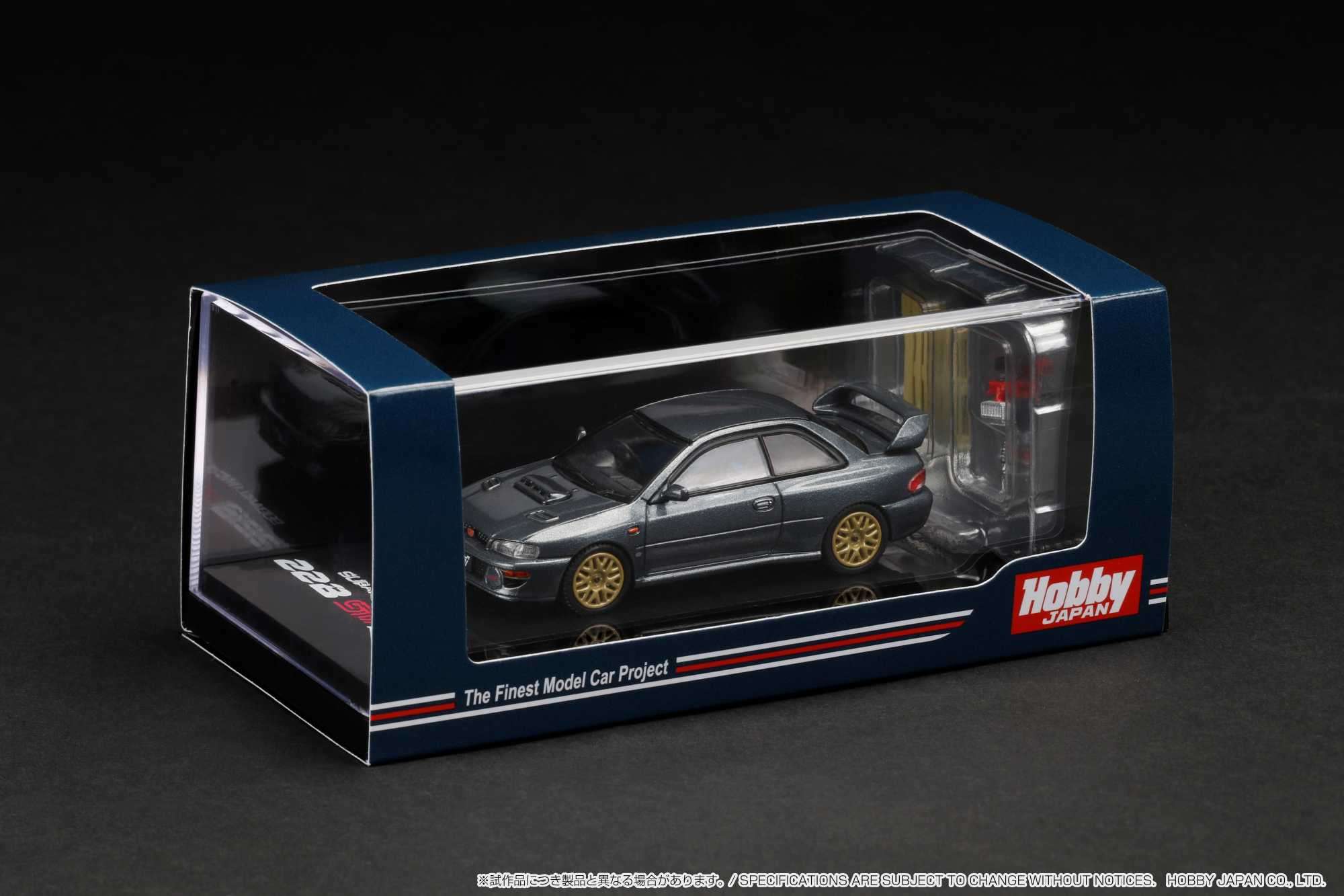 1:64 Subaru Impreza 22B STi Version (GC8) Diecast Model Car with EJ Engine Display - Cool Gray Metallic - Collectible Japanese Hobby Car for Display & Racing Simulation