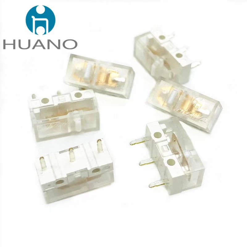 Huano Transparent Shell White Dot Mouse Switches - 100 Million Clicks (2 Pack) | Premium Gaming Mouse Replacement Parts for PC, Laptop & Esports
