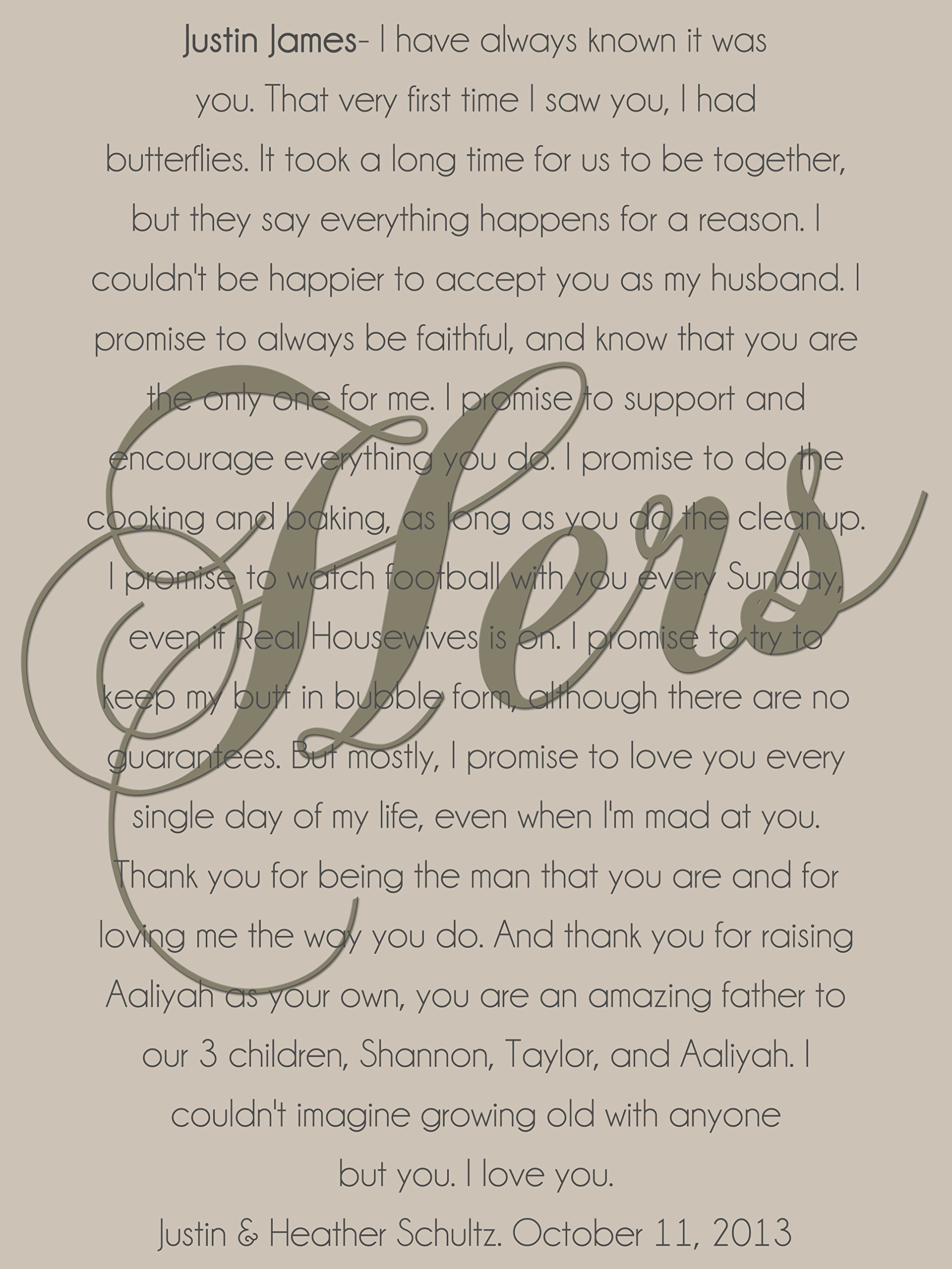 Set of 2 Framed Cotton Canvas Wedding Vows - Anniversary Gift with Lyrics & Text - Perfect for Home Decor, Wedding Photo Display & Romantic Wall Art - Ideal for Couples' Bedroom or Living Room