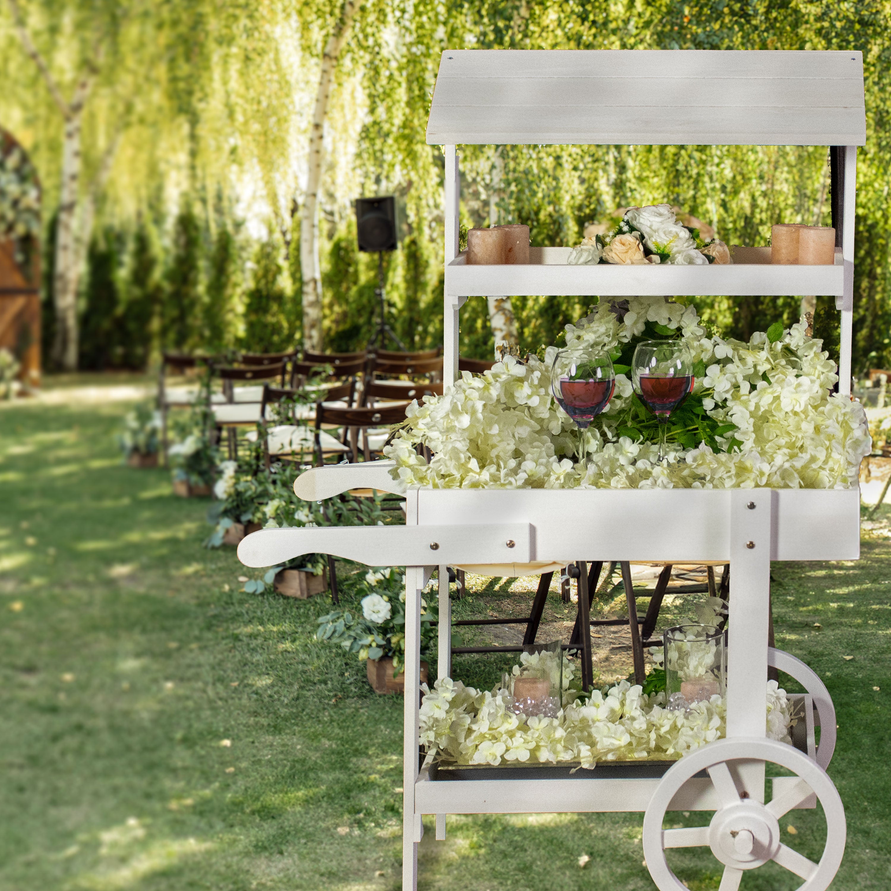 Sunnydaze Country Market Flower Cart Display Stand - 49.25
