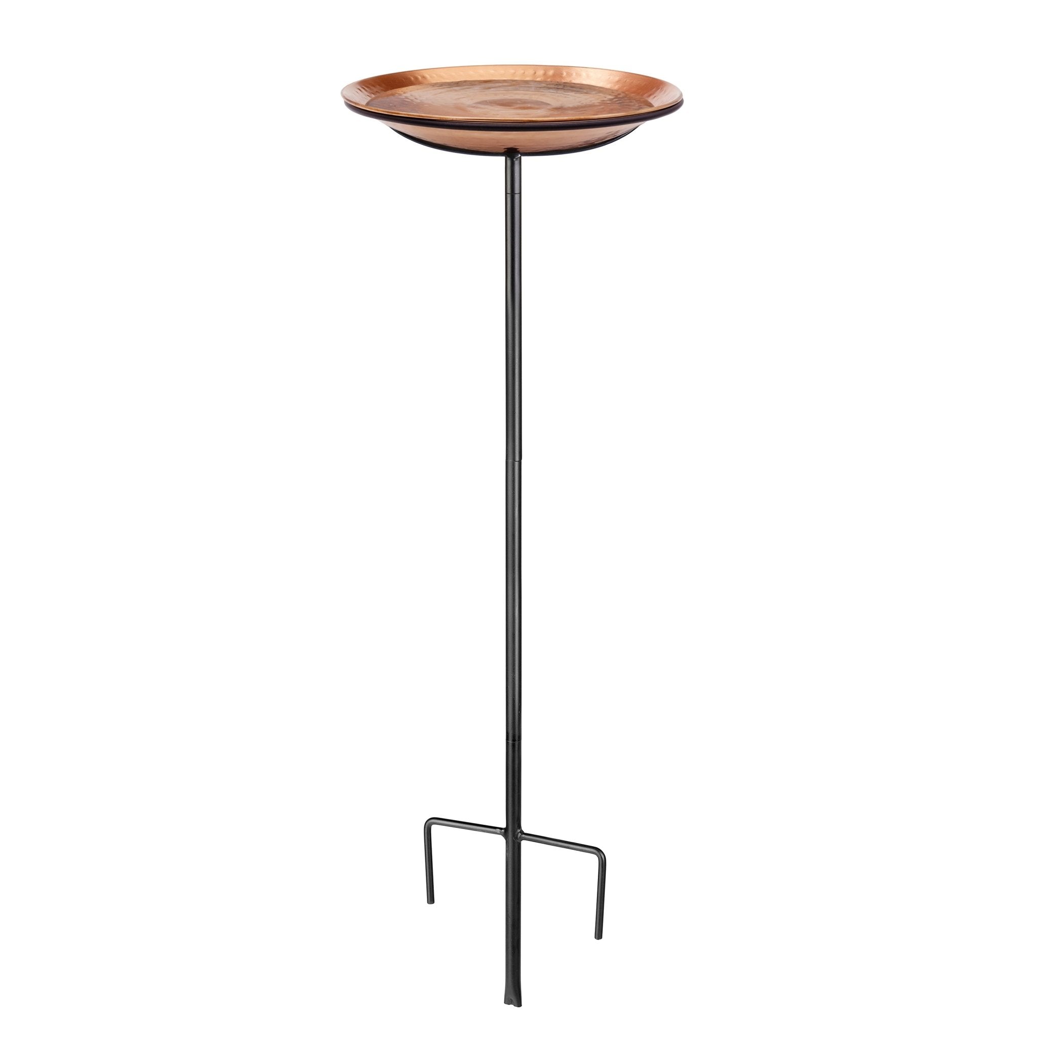 13.5” Copper Bird Bath with Garden Pole - Matte Finish Outdoor Decoration for Garden, Patio & Yard | Durable Weather-Resistant Birdbath for Attracting Wild Birds
