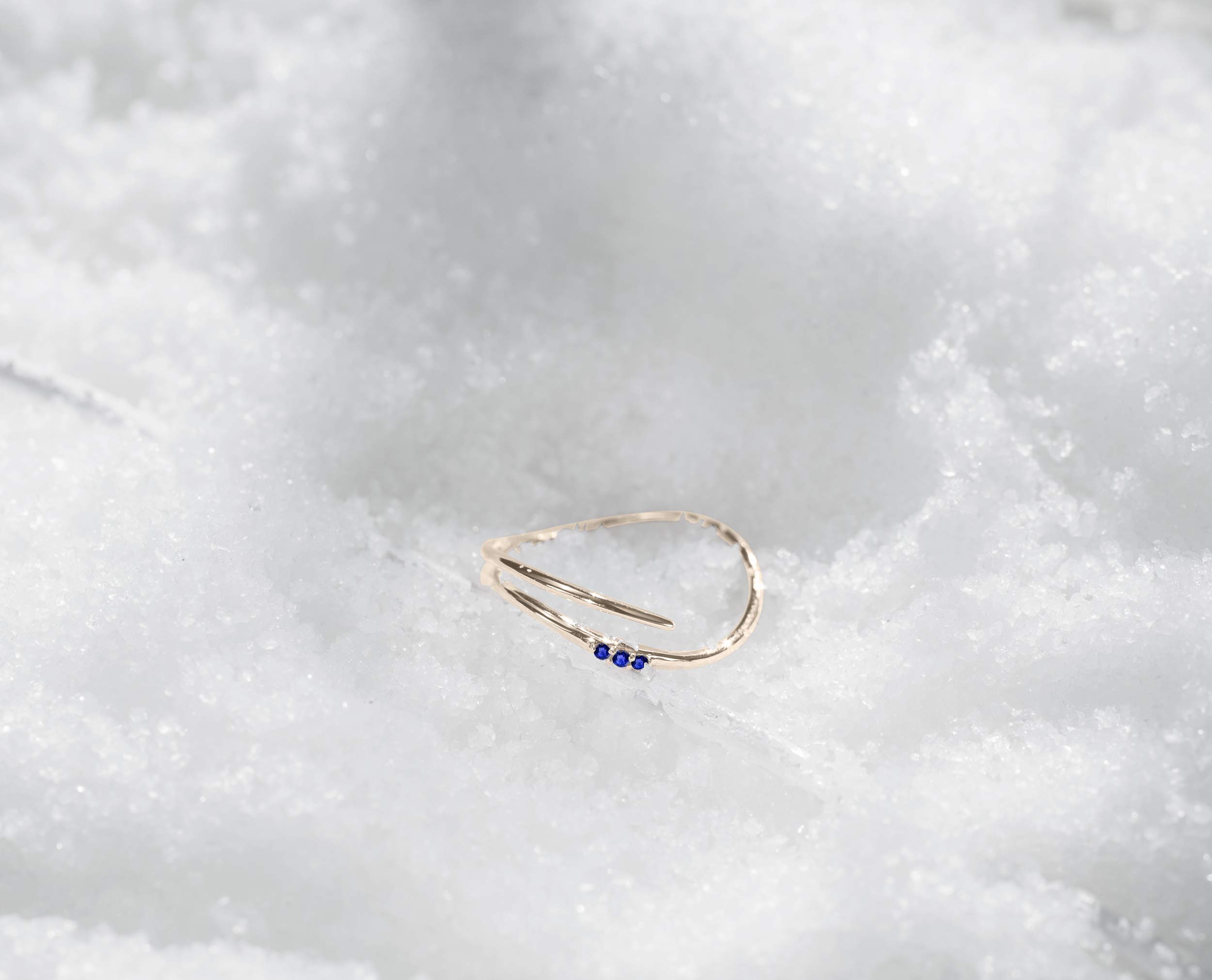 Majade 14K Gold Blue Sapphire Ring – September Birthstone, Unique Wedding & Engagement Ring for Women, Elegant Promise Ring for Special Occasions