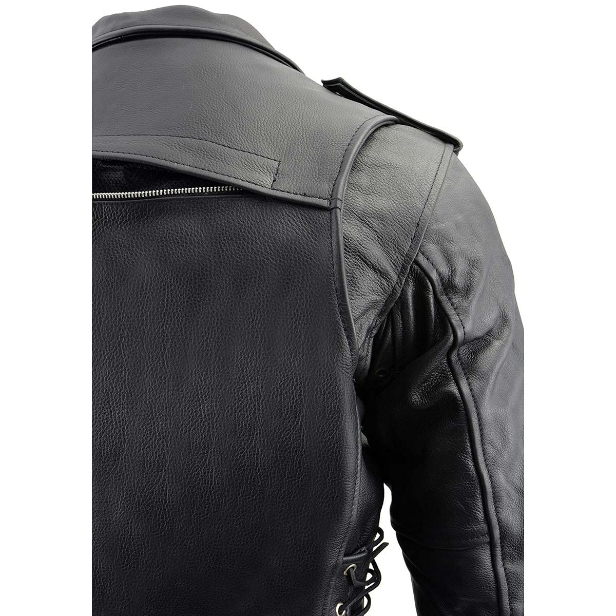 Milwaukee Leather Men's 'Wild One' LKM1775 Black Leather Vented Motorcycle Jacket with Adjustable Side Laces - Perfect for Riding, Outdoor Adventures & Casual Wear