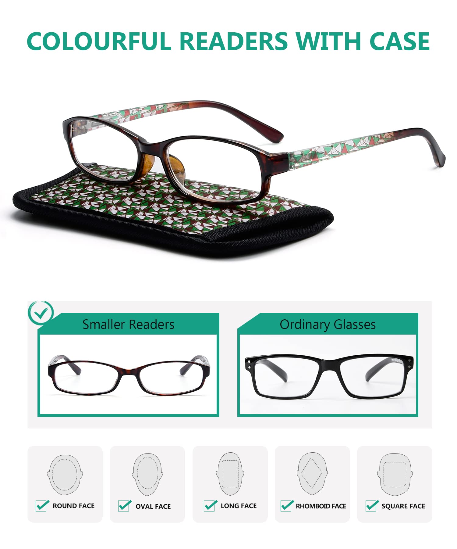 Eyekepper Readers 3 Pack Women's Fashion Reading Glasses +2.00 Strength - Stylish Patterned Frames with Soft Protective Case - Perfect for Reading, Office Work & Daily Use