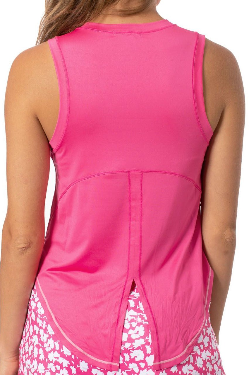 Hot Pink Sleeveless Sport Tie Top for Women - Athletic Workout Tank Top with Side Tie Detail - Perfect for Yoga, Running & Gym Fitness