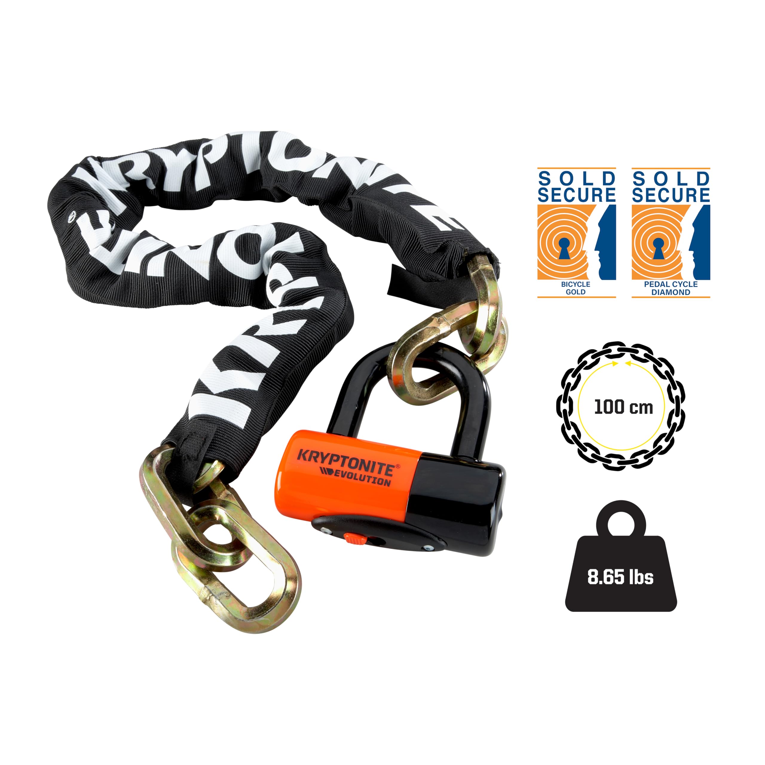 **Kryptonite New York 1210 Heavy Duty Bike Chain Lock – 3.25 Feet Anti-Theft Bicycle Lock with Evolution Disc Lock & Keys – Sold Secure Gold Rated for E-Bikes, Motorcycles, Scooters – Perfect for Urban Commuting & Outdoor Security**