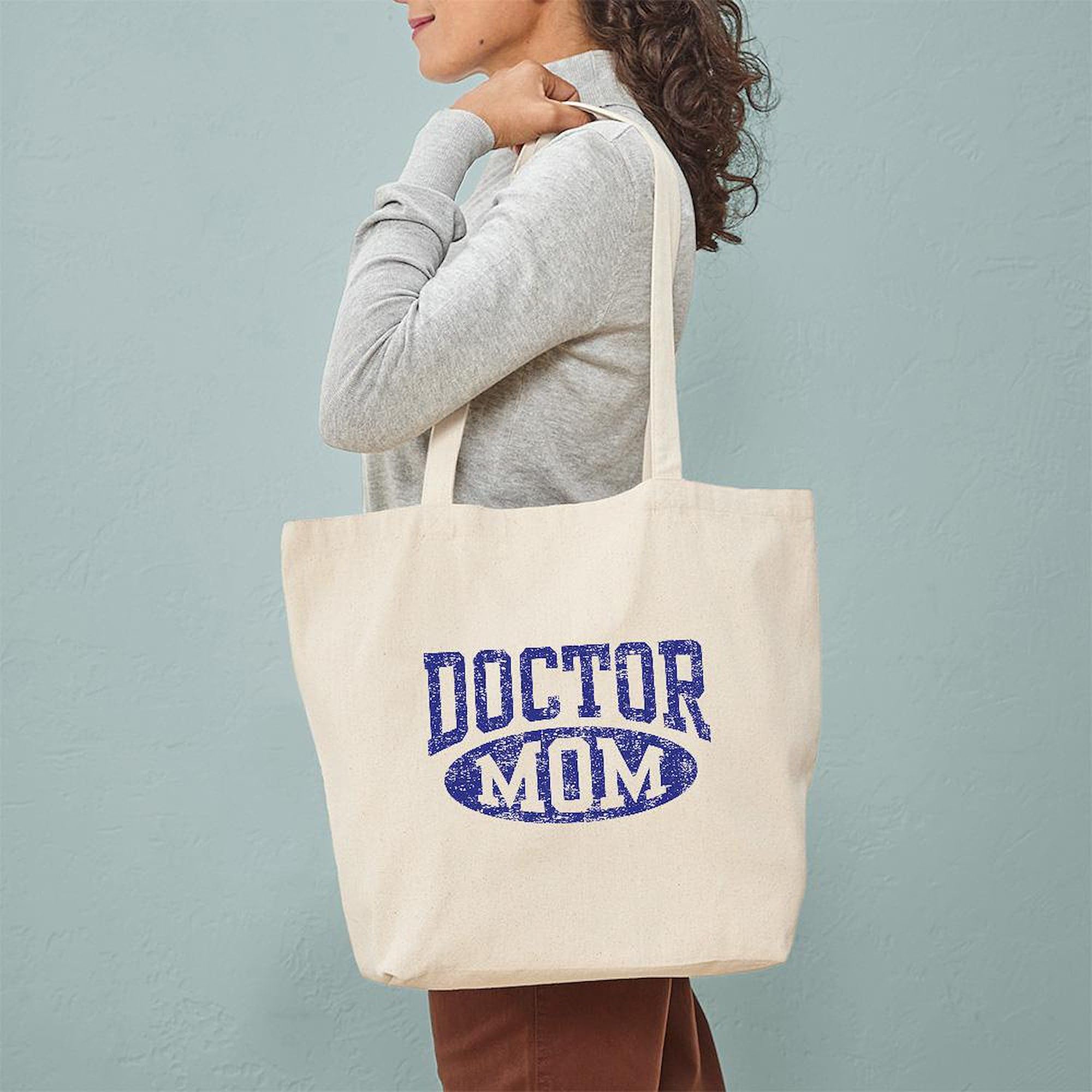 Doctor Mom Tote Bag - Natural Canvas Reusable Shopping Bag for Women | Perfect for Groceries, Work, Beach & Everyday Use
