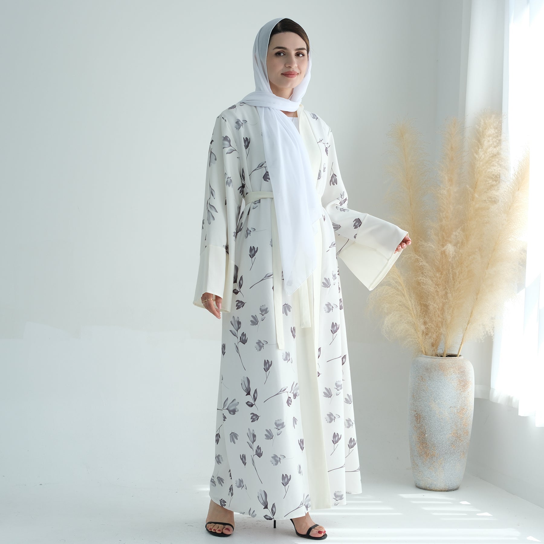 Flora 2 Piece Abaya Set - Premium White Muslim Prayer Dress for Women | Modest Islamic Clothing for Prayer, Mosque & Special Occasions