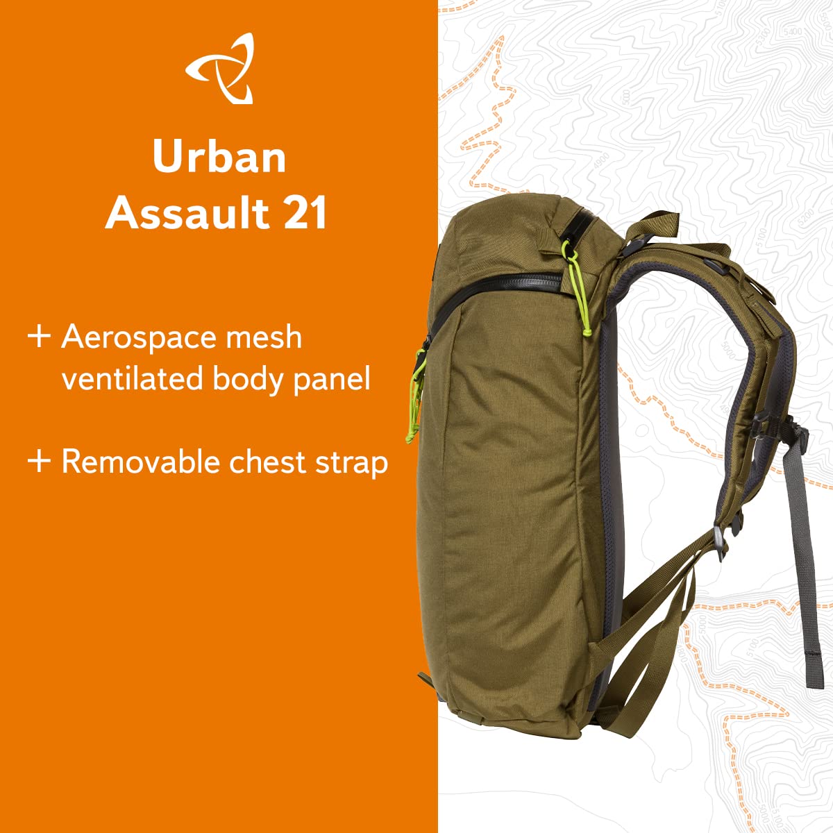 Mystery Ranch Urban Assault 21L Backpack - Durable Military Inspired Rucksack for Hiking, Travel & Everyday Use | Lizard Color | Tactical Daypack for Men & Women