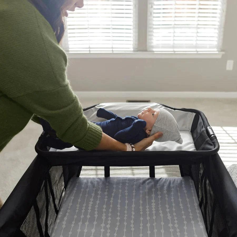 4Moms Breeze Plus Baby Playard - Portable Playpen with Easy Setup, Lightweight Design for Travel & Home Use - Perfect for Nursery, Daycare & Outdoor Adventures