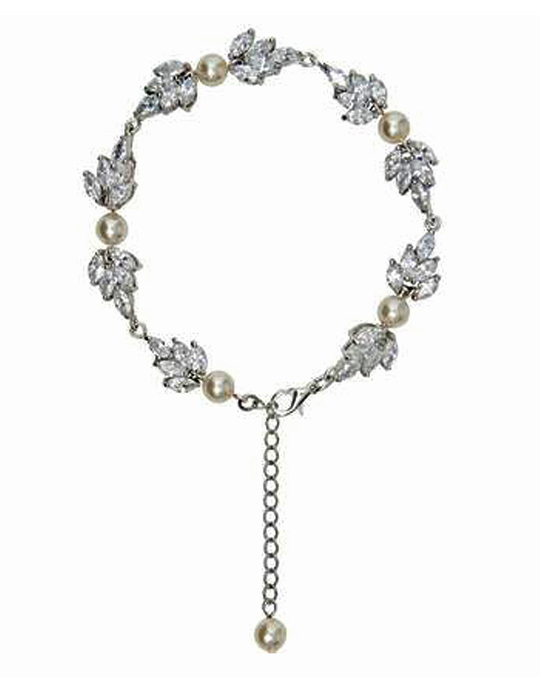 Elegant Stephanie Browne Bridal Bracelet - Boho Pearl & Crystal Leaf Wedding Jewelry for Bridesmaids, Engagement, and Special Occasions