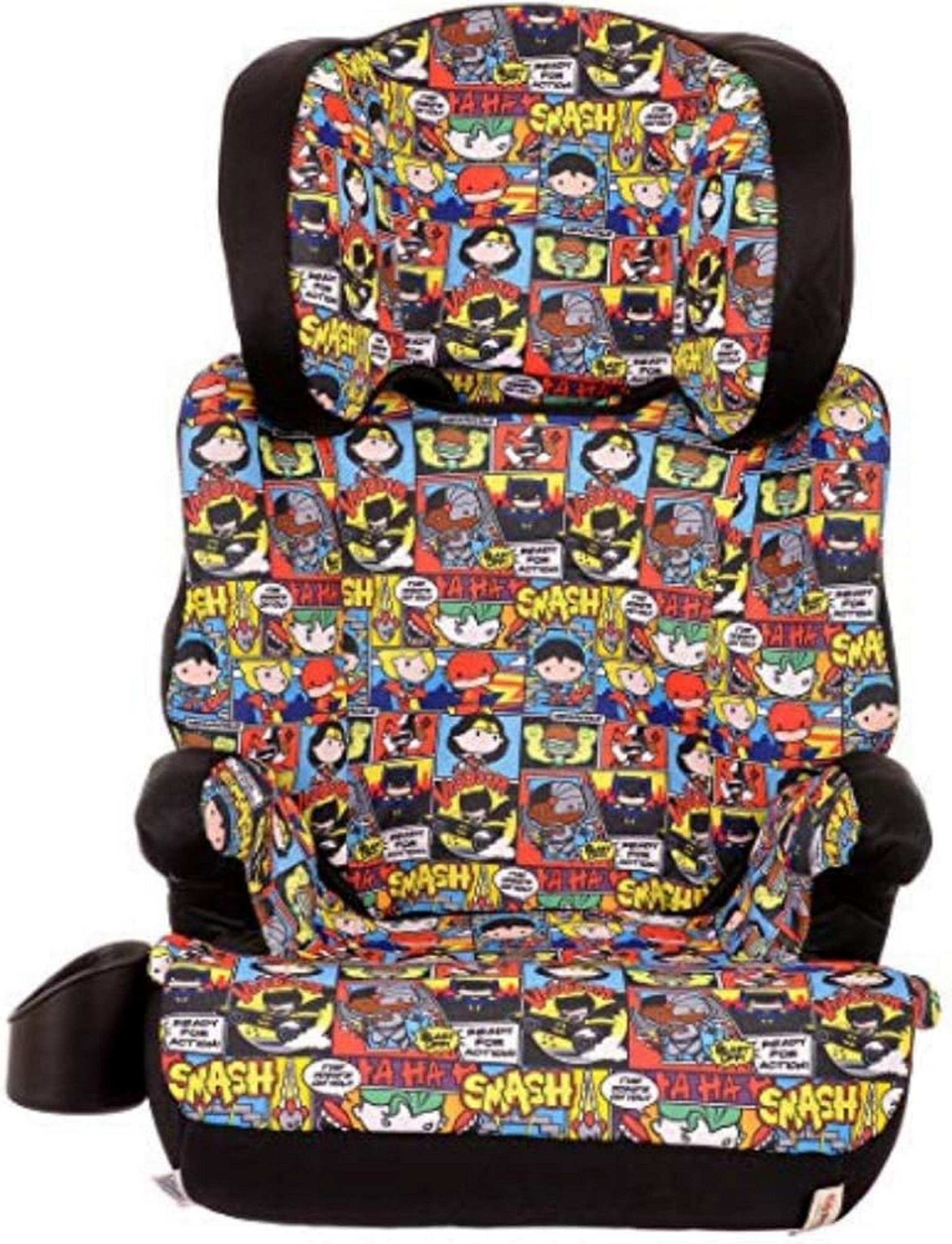 KidsEmbrace DC Comics Chibi Justice League High-Back Booster Car Seat for Toddlers - Safe & Comfortable Car Seat for Kids Travel, Road Trips & Daily Commute