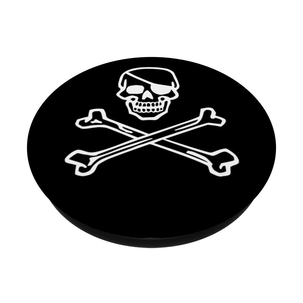 Classic Retro Jolly Roger Skull & Crossbones White on Black PopSockets Phone Grip & Stand - Perfect for Phones, Tablets, Gaming & Everyday Use