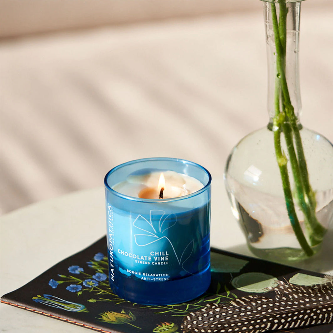 Naturopathica Chill Chocolate Vine Stress Relief Candle - Aromatherapy Scented Soy Wax Candle for Relaxation, Meditation & Home Spa