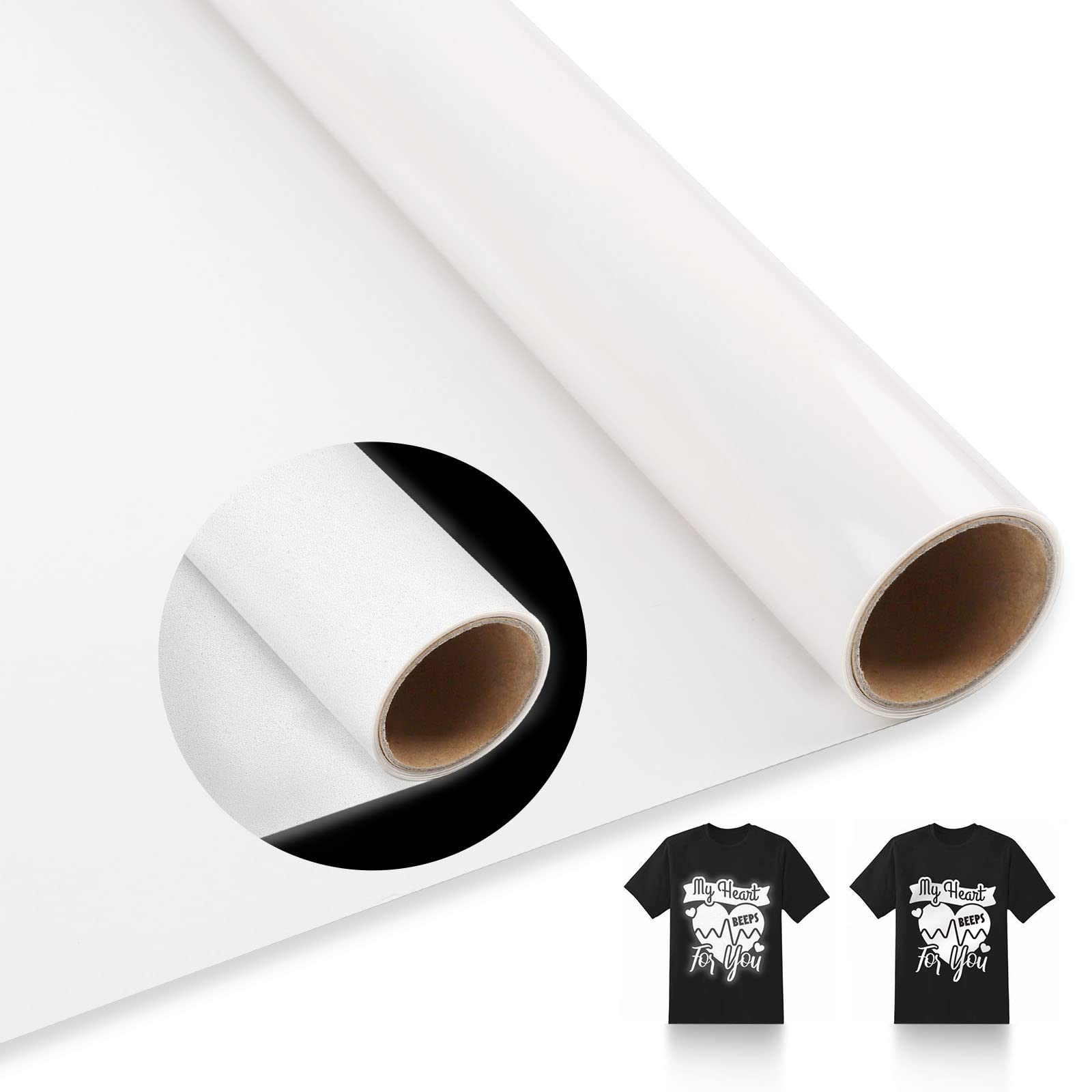 AHIJOY White Reflective HTV Vinyl Heat Transfer Vinyl 12