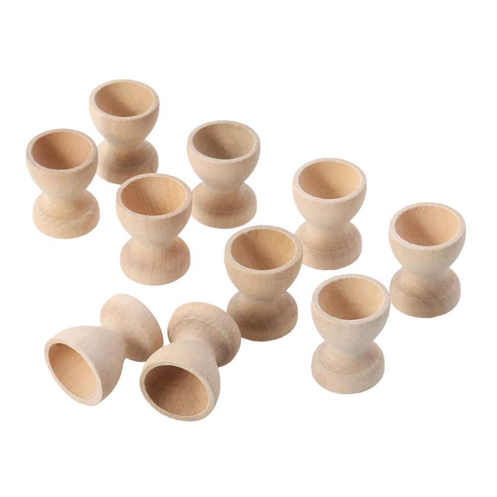 Toyvian 12PCS Wooden Egg Cups - Natural Egg Holders for Easter Party, Kitchen Tabletop & Refrigerator Storage - Perfect for Home Decor, Breakfast Serving, and Holiday Display