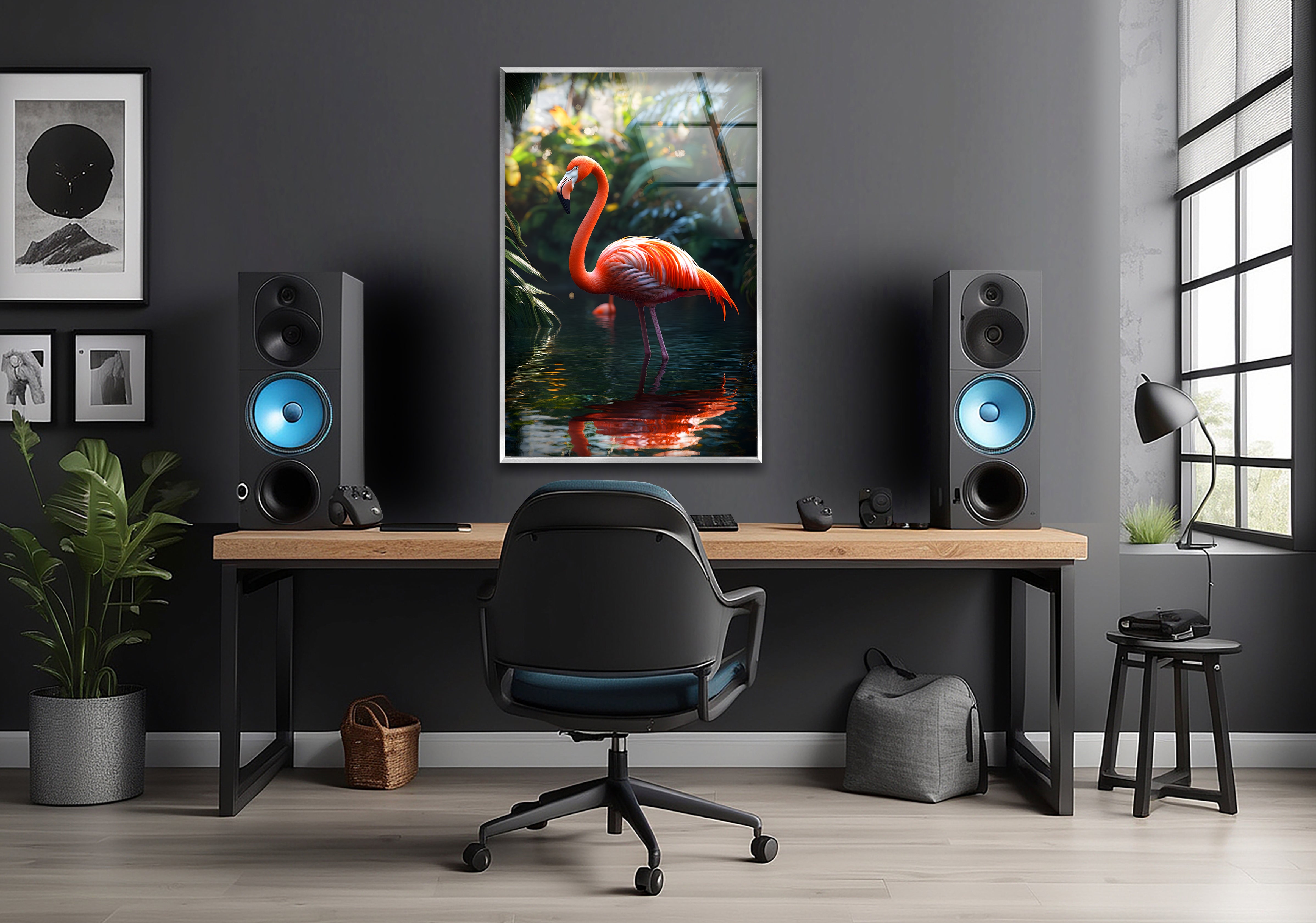 Stunning Flamingo Glass Wall Art Decor - Handmade Tropical Flamingo Decor for Living Room, Bedroom & Office - Perfect for Beach House & Coastal Home Decor