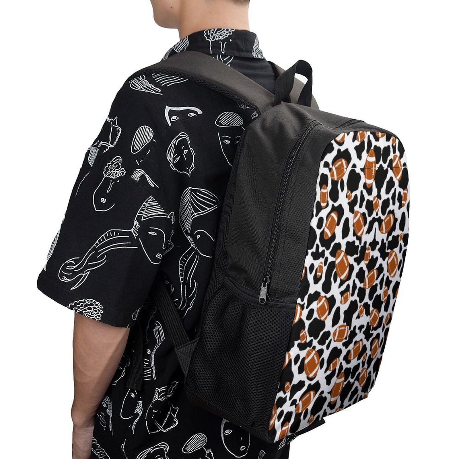 IOEDTHBJ 17 Inch American Football Pattern Backpack - 3D Printed Laptop Bag for School & Travel - Durable Computer Backpack for Men & Women - Perfect for Work, College & Sports