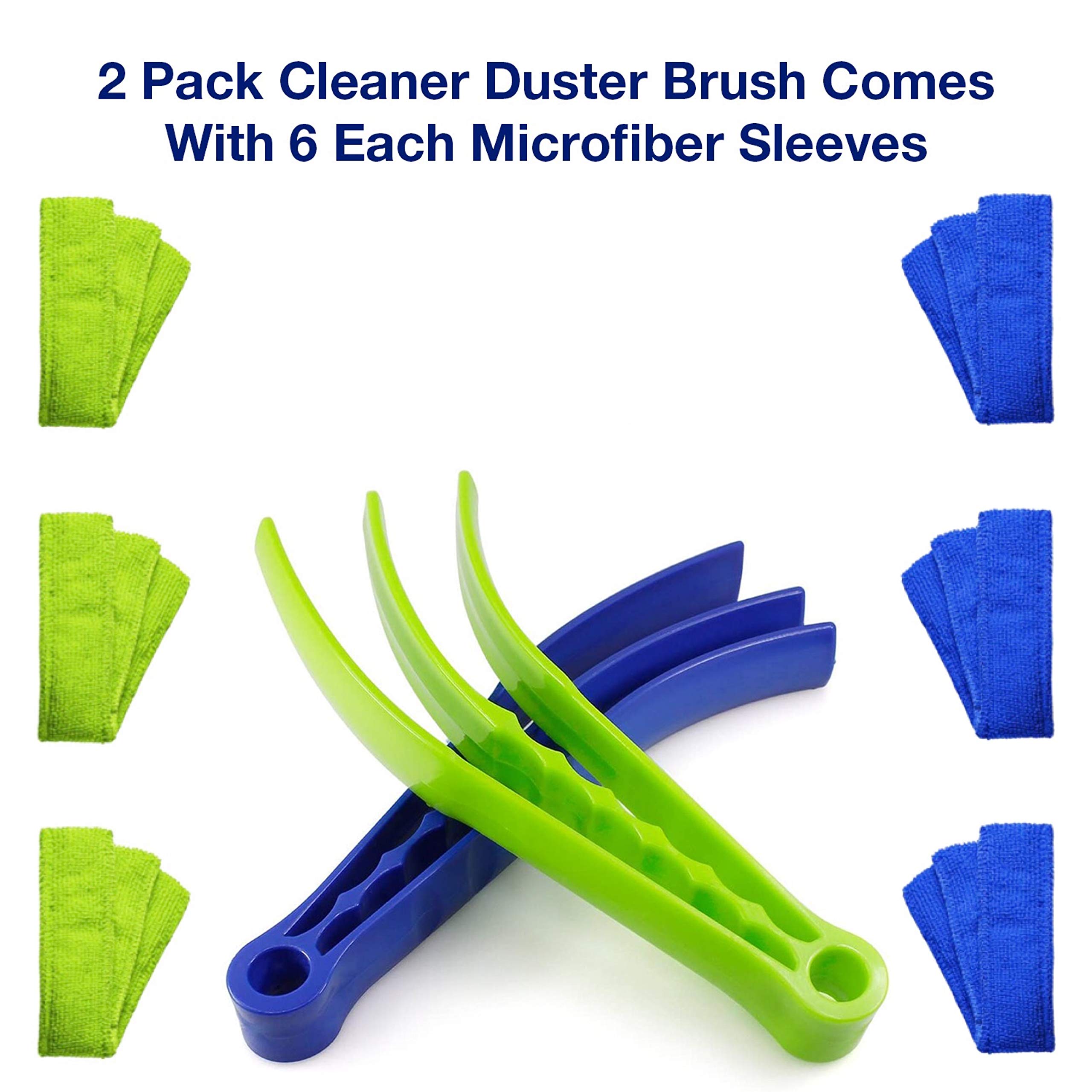 2 Pack Window Blind Cleaner Duster Tool with 12 Microfiber Sleeves - Easy Cleaning for Blinds, Shutters, AC Vents & Home Dusting - Perfect for Venetian Blinds, Jalousie Shutters & HVAC Maintenance
