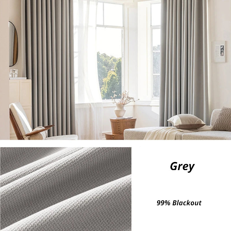Amalia Cotton Linen Japandi Textured Room Darkening Curtains - Blackout Window Drapes for Bedroom, Living Room & Nursery - Noise Reducing & Light Blocking Home Decor