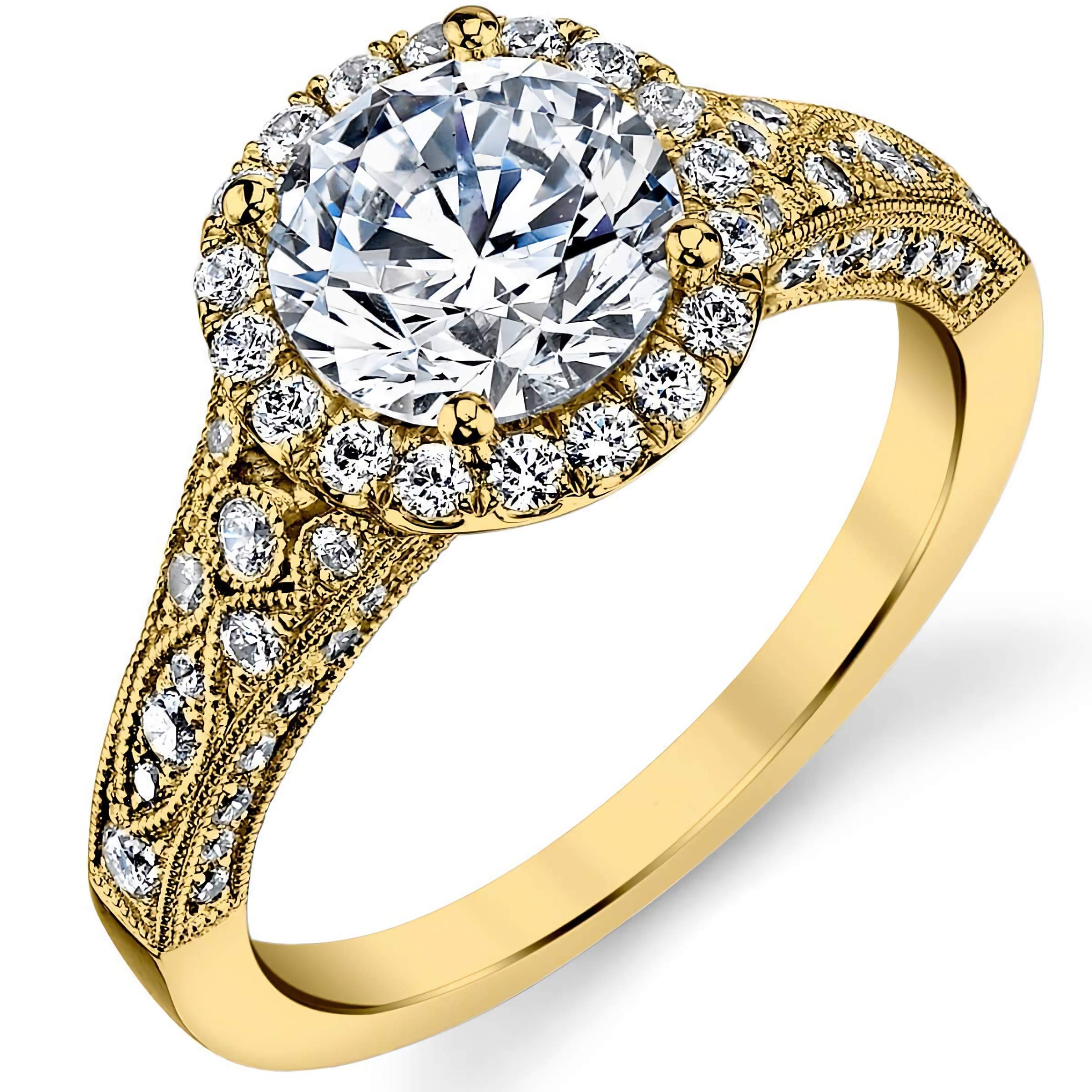 2.26 Carat (CTW) Moissanite Engagement Rings for Women - 10K, 14K, 18K Gold & Platinum Plated Silver - Elegant Wedding, Proposal, Anniversary Jewelry Gift