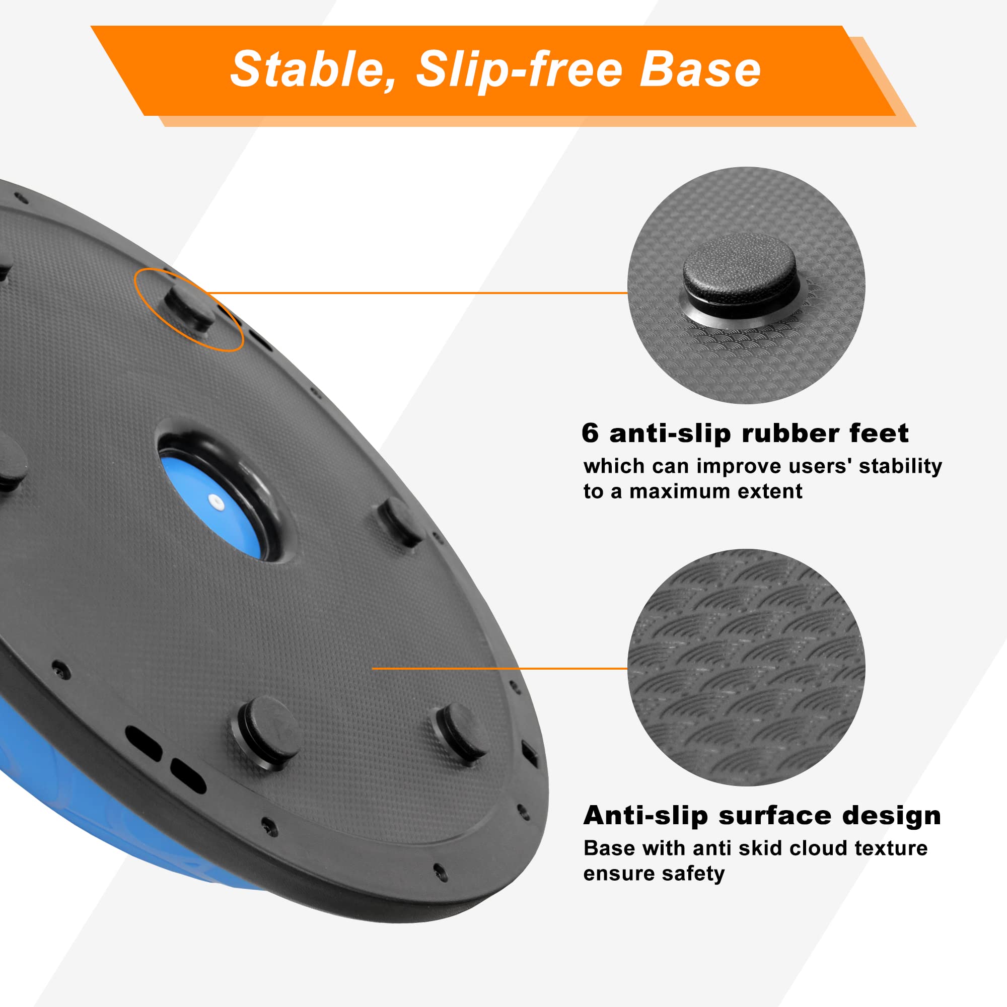 ATIVAFIT Half Exercise Ball - Inflatable Balance Trainer for Core Strength, Yoga, Pilates & Home Gym Workouts - Includes Resistance Bands & Pump - Supports Up to 660 lbs - Perfect for Stability Training, Physical Therapy & Fitness Routines