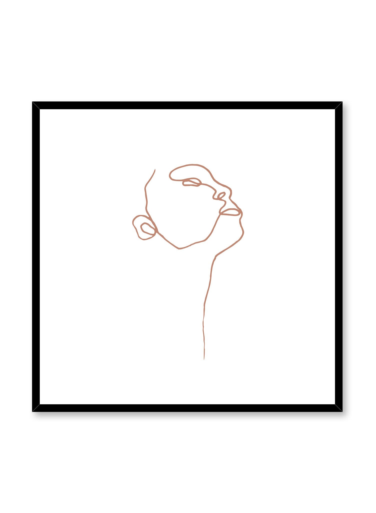 Beige Line Art Profile Poster - Elegant Wall Decor for Home, Office & Gifts | Perfect for Living Rooms, Bedrooms & Workspaces