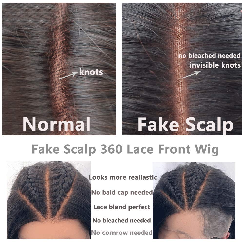 360 Lace Frontal Wig with Fake Scalp - 9A Brazilian Human Hair | Pre-Plucked Kinky Straight Remy Hair for Black Women | Small Cap Size | Glueless 360 Lace Wig | Italian Yaki Texture | 12 Inch Length | Perfect for Daily Wear, Special Occasions, and Protective Styling