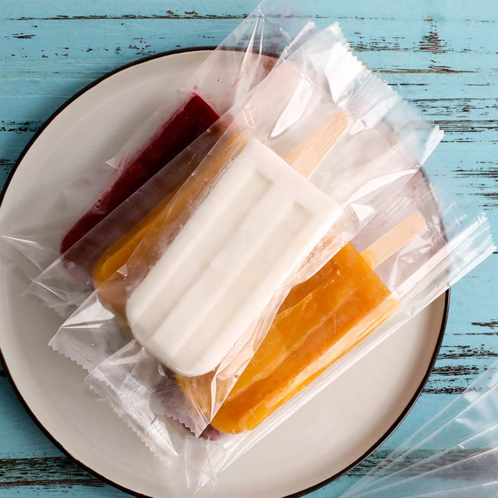 100 Pcs Cabilock Popsicle Bags - Reusable Ice Cream Storage Bags with Sticks for Homemade Treats | Perfect for DIY Frozen Desserts, Summer Snacks & Kids' Party Favors