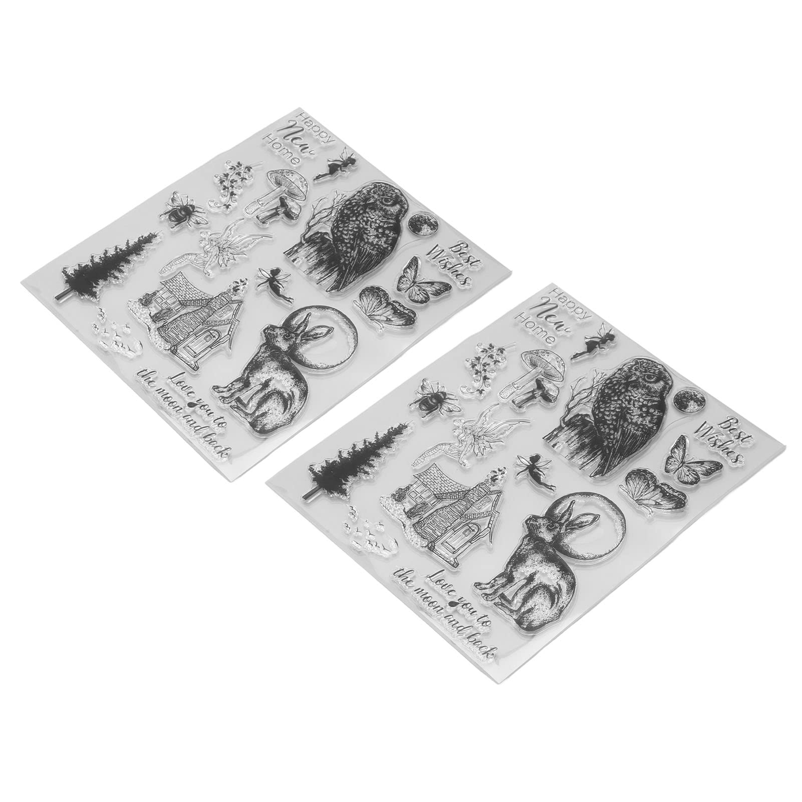 2pcs Reusable TPR Transparent Stamps for Scrapbooking & Cards