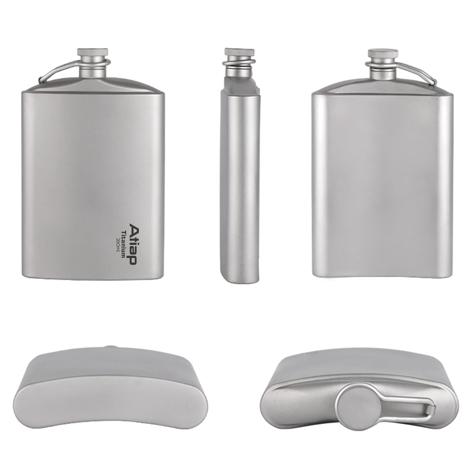 Premium 260ML Titanium Hip Flask with Funnel & Cap - Lightweight Outdoor Portable Liquor Flask for Camping, Hiking & Travel - Durable Whiskey, Vodka & Rum Container for Men & Women