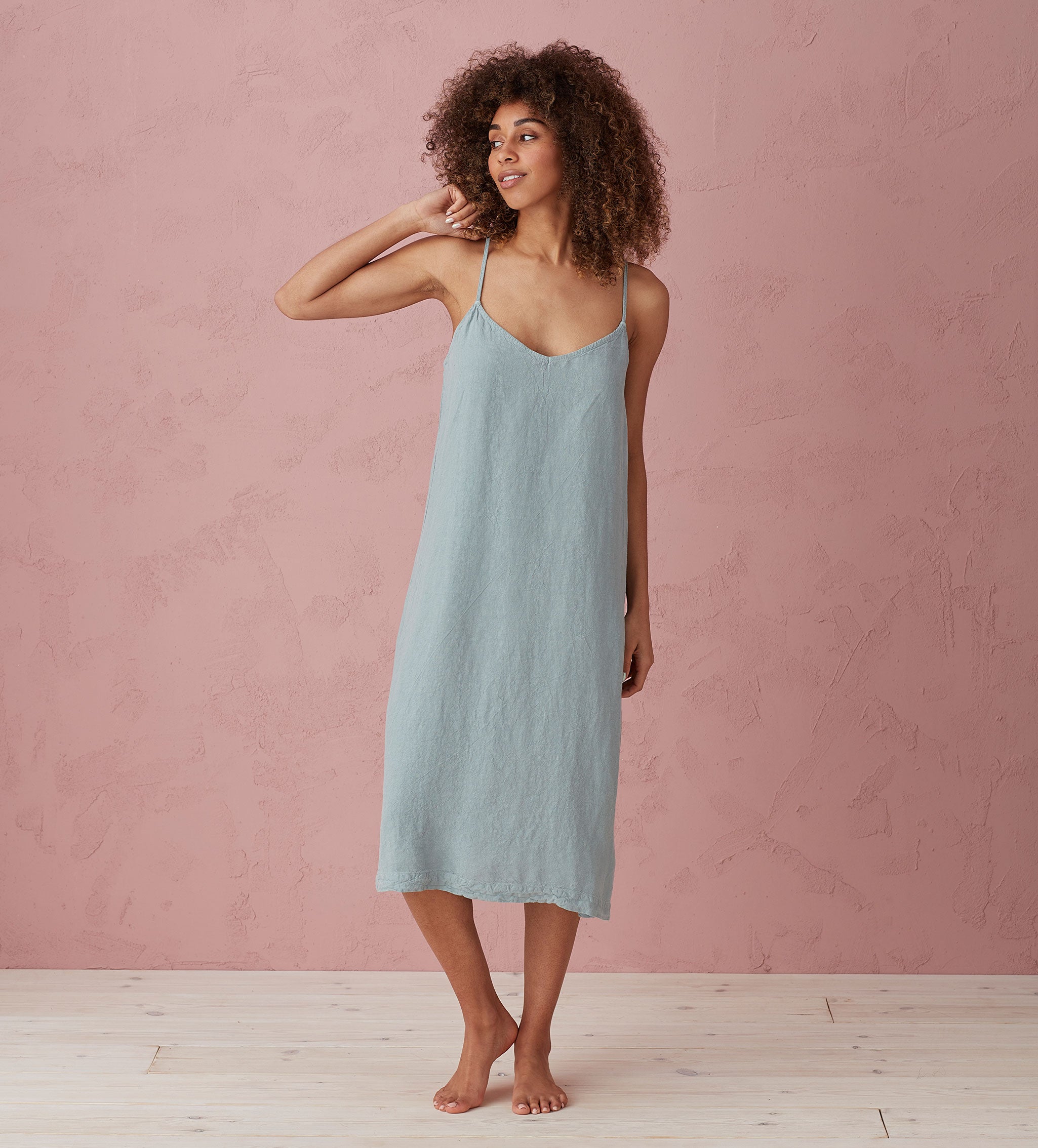 Teal Alice 100% Linen Cami Nightie - Soft & Breathable Sleepwear for Women | Perfect for Summer Nights & Relaxing at Home